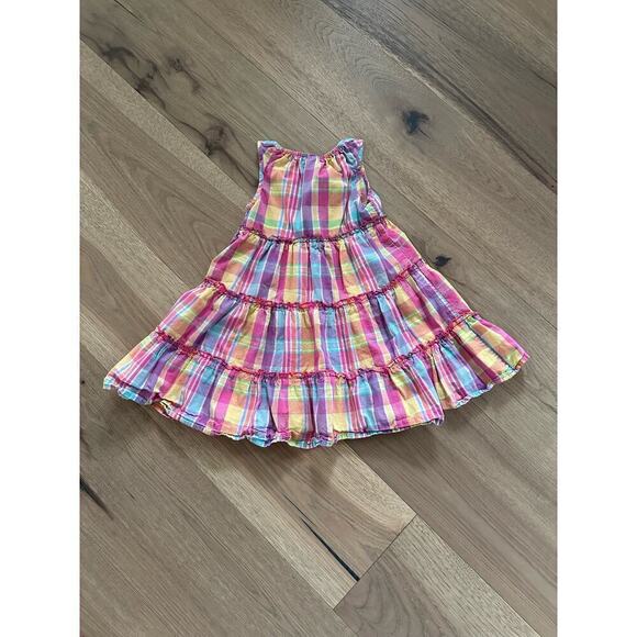 Oshkosh Girls Pink Multicolor Plaid Embroidered Sleeveless Sundress Size 3T - Picture 2 of 6